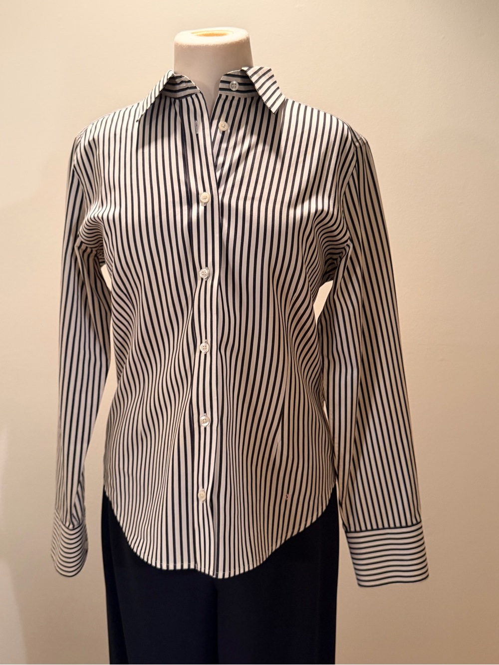 Saks Fifth Avenue Black and White Striped Dress Shirt